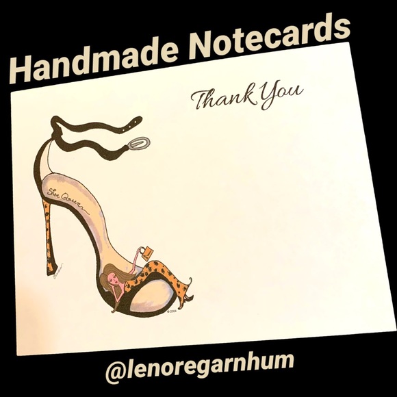 20 handmade notecards with my artwork- Shoe Queen wearing animal print - Picture 1 of 3